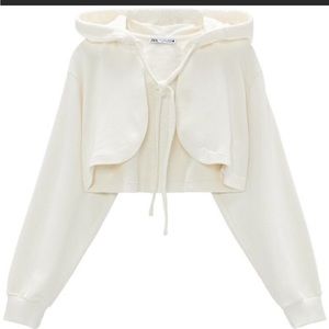 Zara cropped open front hooded Sweatshirt Small NWT